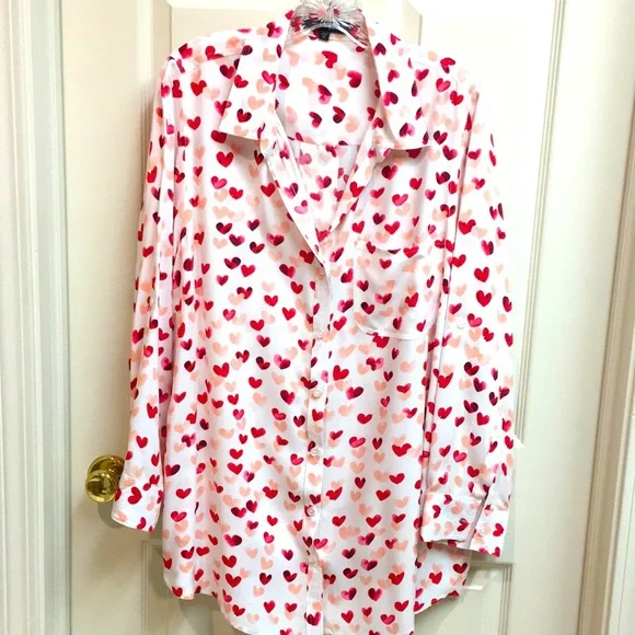 Sprinkled Hearts L/S Rayon Shirt - Picture 3 of 10